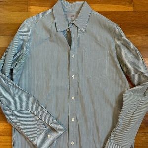 Jack Spade Men’s Dress Shirt, Large, Green and White Stripe